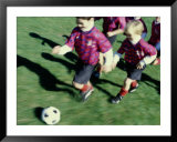 "Children Playing Soccer" Pre-made-framed Framed Art Print