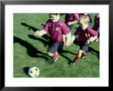 "Children Playing Soccer" Pre-made-framed Framed Art Print