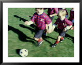 "Children Playing Soccer" Pre-made-framed Framed Art Print