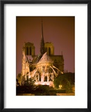 Notre Dame Cathedral Lit at Night  Paris  France