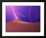 Lightning Bolts Striking Sand Dunes  Death Valley National Park  California  USA