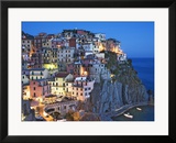 Dusk Falls on a Hillside Town Overlooking the Mediterranean Sea  Manarola  Cinque Terre  Italy