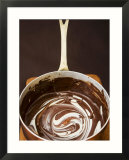 Melted Dark and White Chocolate in Pan