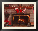 Fireplace with Christmas Stockings