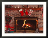 Fireplace with Christmas Stockings