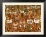 European beer glasses with pretzels