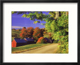 Red barns along countryside  Vermont