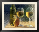 Wine and glasses behind frosted glass