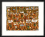 European beer glasses with pretzels