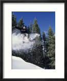Airborne man on snowboard