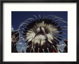 View from Behind of Blood Indians Wearing Tribal Feather Headdresses