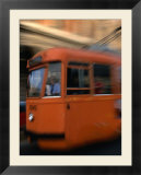 Orange Tram Moving  Naples  Italy