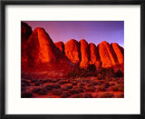 Sunset Lights Sandstone Formations Near Skyline Arch  Arches National Park  Utah  USA