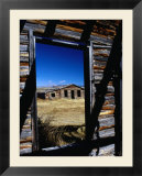 Hut Framed by Window of Burnt Log Cabin  Wind River Country  Lander  USA