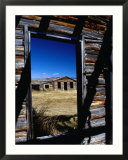 Hut Framed by Window of Burnt Log Cabin  Wind River Country  Lander  USA