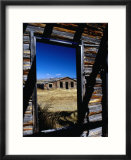 Hut Framed by Window of Burnt Log Cabin  Wind River Country  Lander  USA
