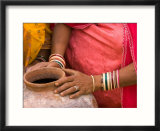 Woman's Hands on a Pottery Jug for Carrying Water  Thar Desert  Jaisalmer  Rajasthan  India