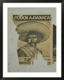 Weathered Street Poster Depicting Pancho Villa  Oaxaca  Mexico