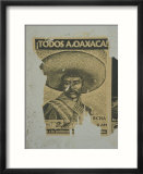Weathered Street Poster Depicting Pancho Villa  Oaxaca  Mexico