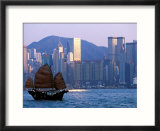 Junk Sailing in Hong Kong Harbor  Hong Kong  China