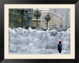 A Child Plays Among the Snowmen Made at the Arbat