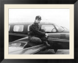 Gary Numan Pop Star Poses Beside His Pride and Joy a Black Navajo Twin-Engined Plane  February 1982
