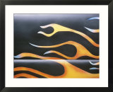 Flame Decoration on Side of Black Car