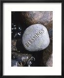 Blessings Written on Rock in Flowing Water