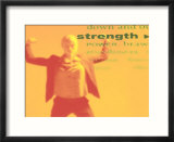 Definition of Strength Imposed on Woman Flexing Her Muscles