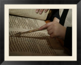 Boy reading from Torah at Bar Mitzvah