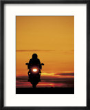 Silhouetted Motorcyclist at Sunset  Marin City  CA