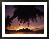 Tropical beach at sunset  The Seychelles