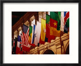 Flags on Publishing Society Building  Boston  Massachusetts  USA
