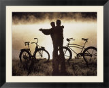 Mature couple dancing near bicycles  CO
