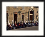 Scooters Lined Up Along Street  Florence  Italy