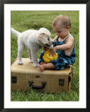 Baby Girl Playing with Puppy