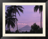 Active volcano  Merapi from Borobodur  Indonesia