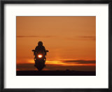 Silhouetted Motorcyclist at Sunset  Marin City  CA