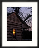 Log Cabin Window Reflecting Sunset  Red Hill  GA
