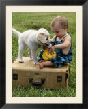 Baby Girl Playing with Puppy