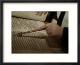 Boy reading from Torah at Bar Mitzvah