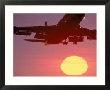 Airplane in Flight During Sunrise  Sunset