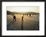Ice Hockey On Frozen Katzensee Lake  Zurich  Switzerland