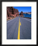 Road with Lake Powell in Distance Glen Canyon National Recreation Area  Utah  USA