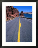 Road with Lake Powell in Distance Glen Canyon National Recreation Area  Utah  USA