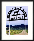 Wrought-Iron Ranch Sign at Gate with Sacramento Mountains in Background  New Mexico