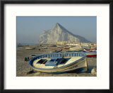Boats Pulled onto Beach Below the Rock of Gibraltar  Gibraltar