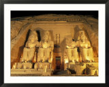 Night Shot of the Entrence to the Temple of Ramses II in Abu Simbel  Egypt