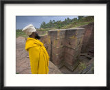 Priest Outside the Sunken Rock Hewn Church of Bet Giyorgis  Lalibela  Ethiopia