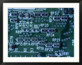 Close View of Computer Circuitry Board Connections Soldered Together